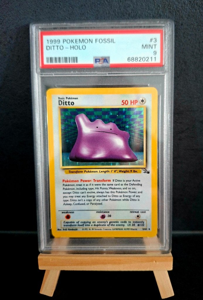 Pokemon Kaarten : Ditto Fossil Holo (FO 3) PSA 9, Ophalen of Verzenden, Nieuw, Losse kaart