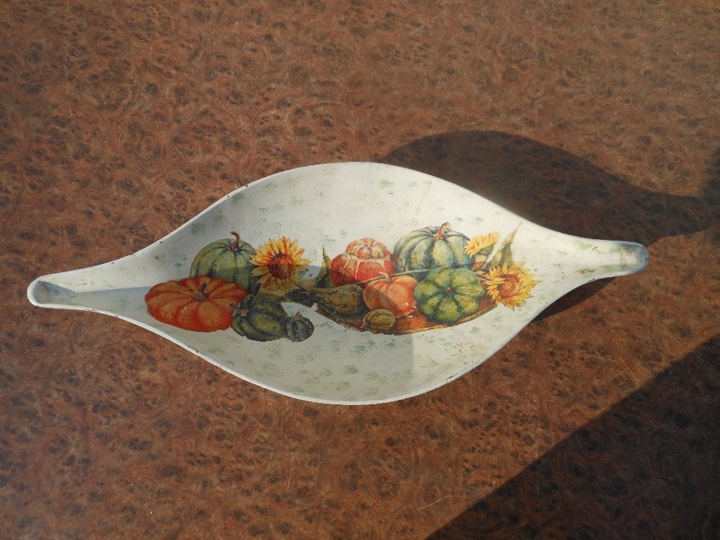 2x Fruitschaal met pompoen decoratie, Huis en Inrichting, Ophalen, Overige materialen, Gebruikt, Schaal