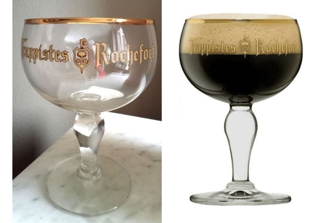 4 TRAPPISTES ROCHEFORT BIERKELKEN 33CL, Verzamelen, Biermerken, Ophalen of Verzenden, Zo goed als nieuw, Glas of Glazen, Overige merken