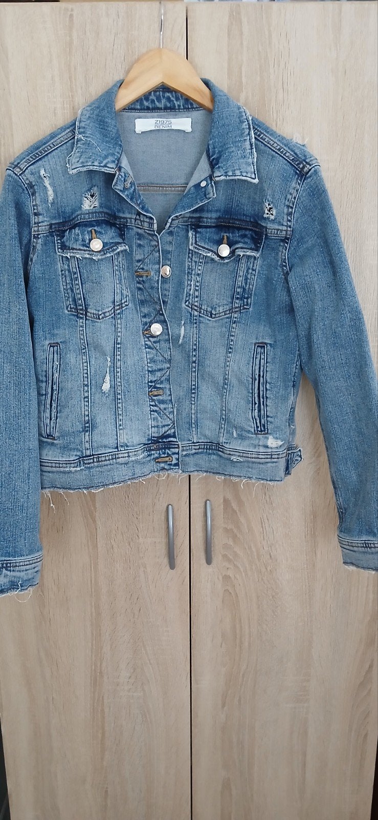 Leuk destroyed zara jeans jasje mt L, Zara, Ophalen of Verzenden, Zo goed als nieuw, Blauw