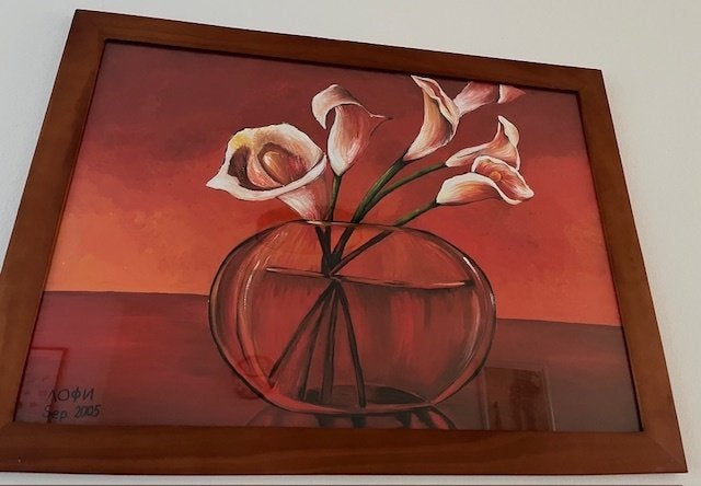 schilderij 'Calla lily', Ophalen, Bloemen, Papier