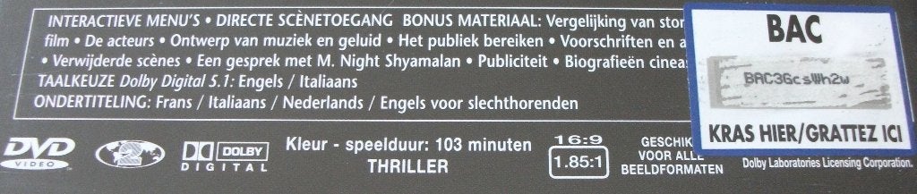 Dvd *** SIXTH SENSE *** M. Night Shyamalan Collection, Bonusmateriaal, Vanaf 16 jaar, Nederlands, Zo goed als nieuw