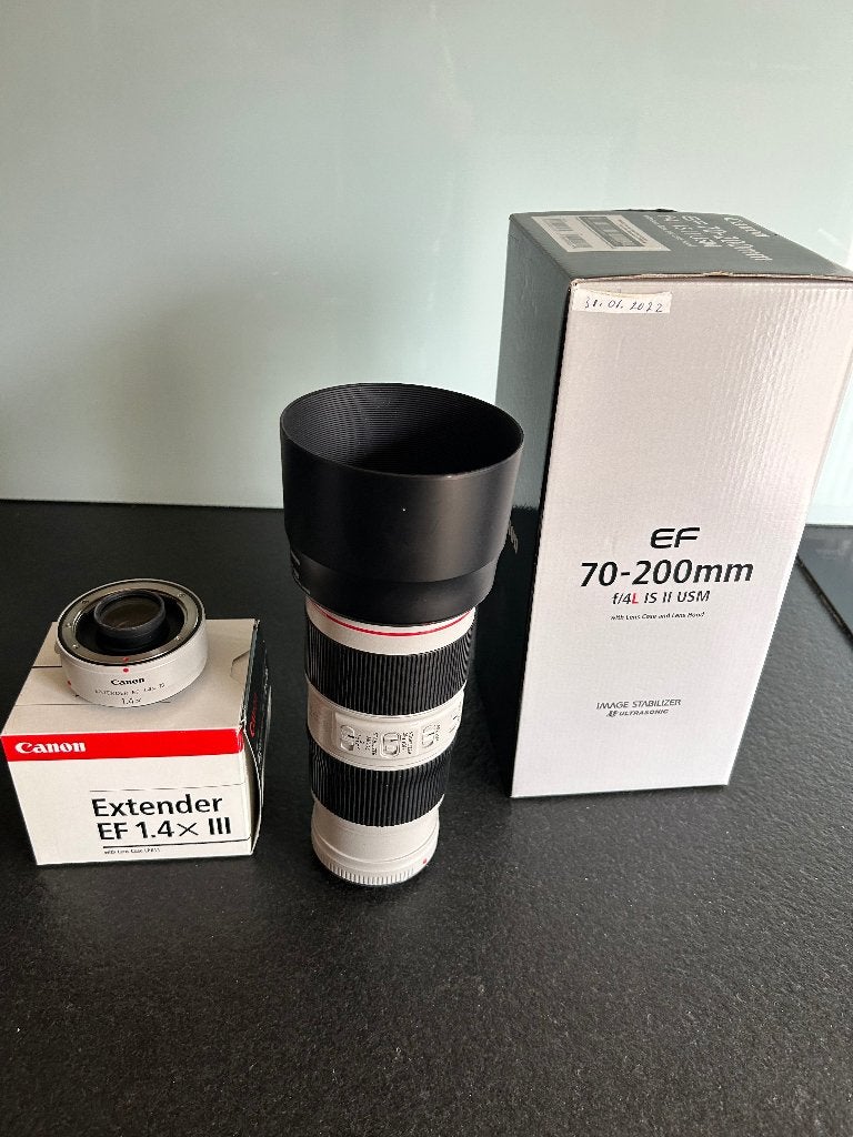 canon ef lens 70-200 L4 is mark 2 + extender EF 1.4, Audio, Tv en Foto, Fotografie | Lenzen en Objectieven, Ophalen, Canon, Telelens