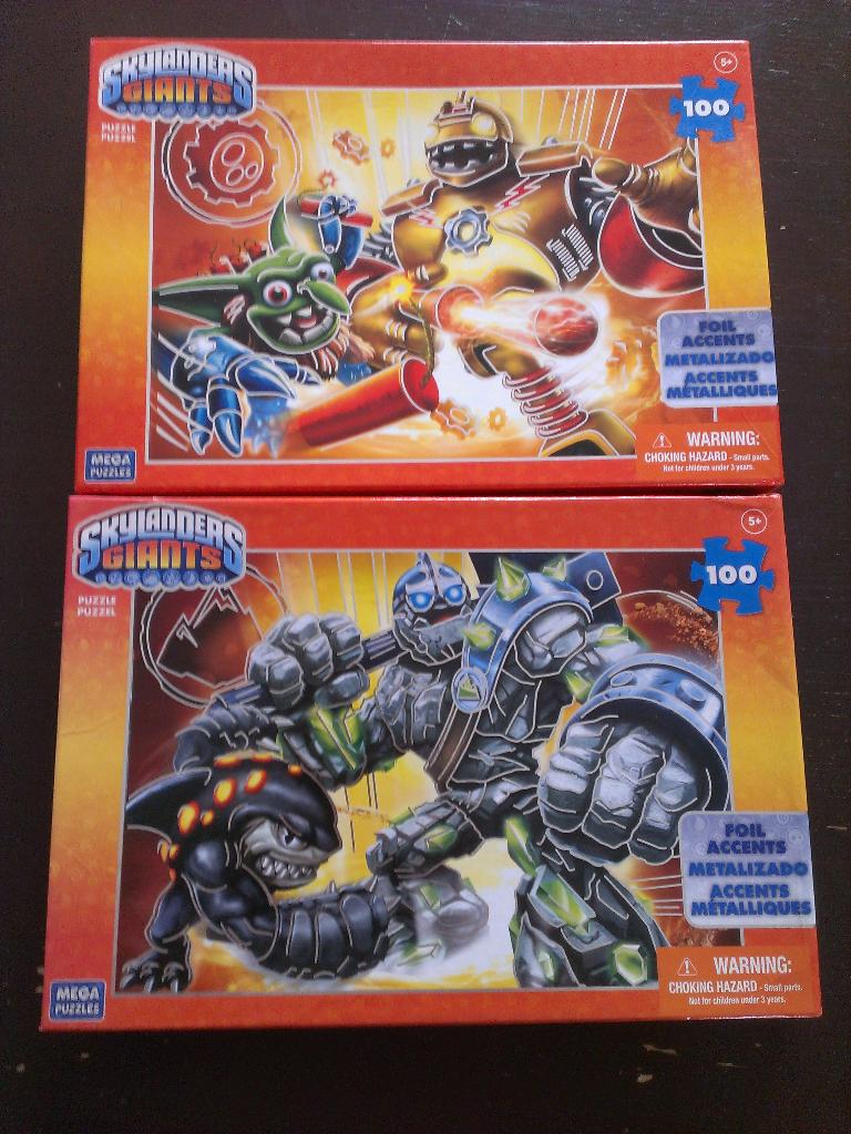 2 Skylander Giants mega puzzels (2 x 100 stukjes), Ophalen of Verzenden, Meer dan 50 stukjes, Zo goed als nieuw, 6 jaar of ouder