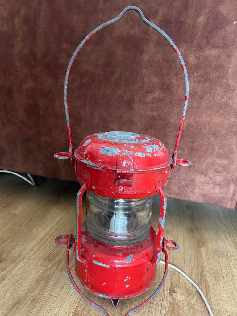 Antieke, omgebouwde scheepslamp, Antiek en Kunst, Antiek | Lampen, Ophalen