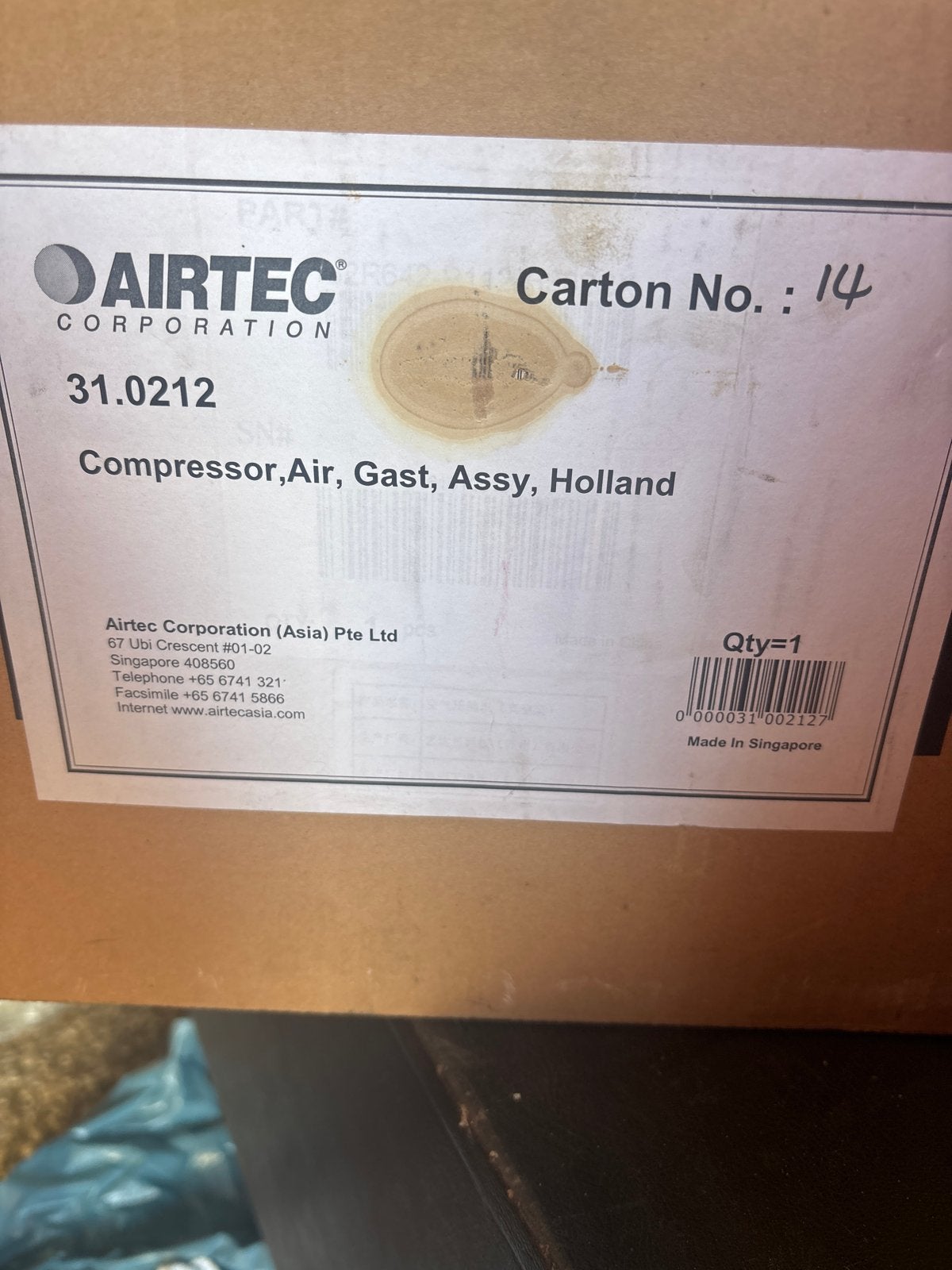 AIRTEC Compressor, Air, Gast, Assy, Holland - Nieuw, Ophalen, Nieuw, Minder dan 200 liter/min, Minder dan 6 bar