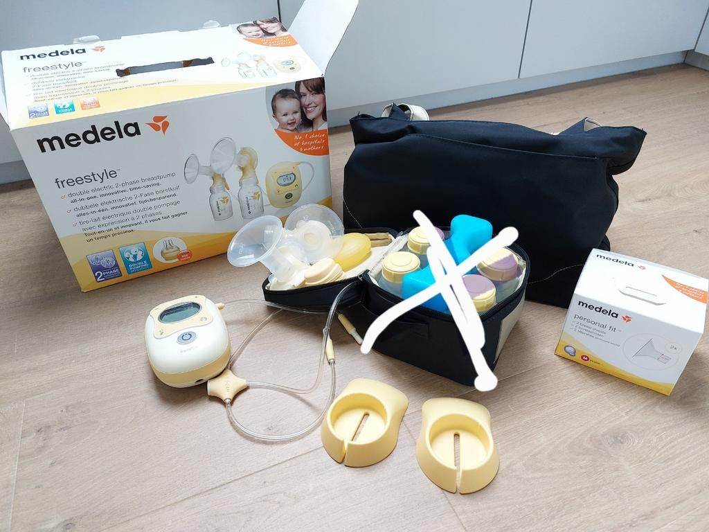 Medela Freestyle en Symphony dubbele borstkolf set, Ophalen of Verzenden, Gebruikt