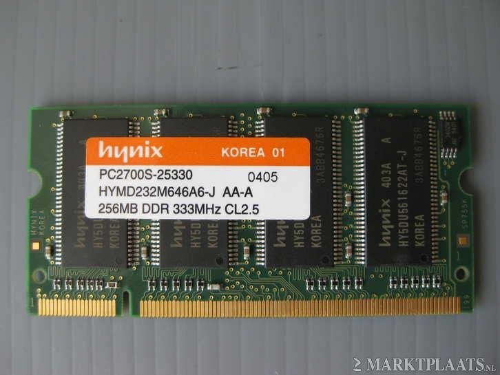 256MB pc2100 pc2700 ddr1 So-dimm laptopgeheugen, Ophalen of Verzenden, DDR, Laptop, Gebruikt