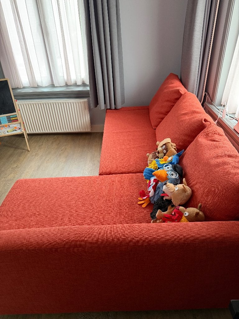 Ikea slaapbank, Huis en Inrichting, Ophalen, Tweepersoons, Oranje, 140 cm