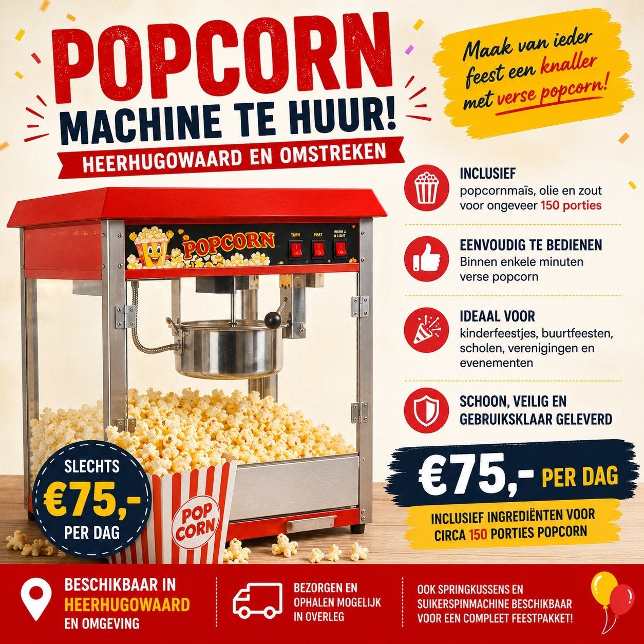 Popcornmachine te huur – Heerhugowaard en omstreken, Diensten en Vakmensen, Restaurants en Cateraars