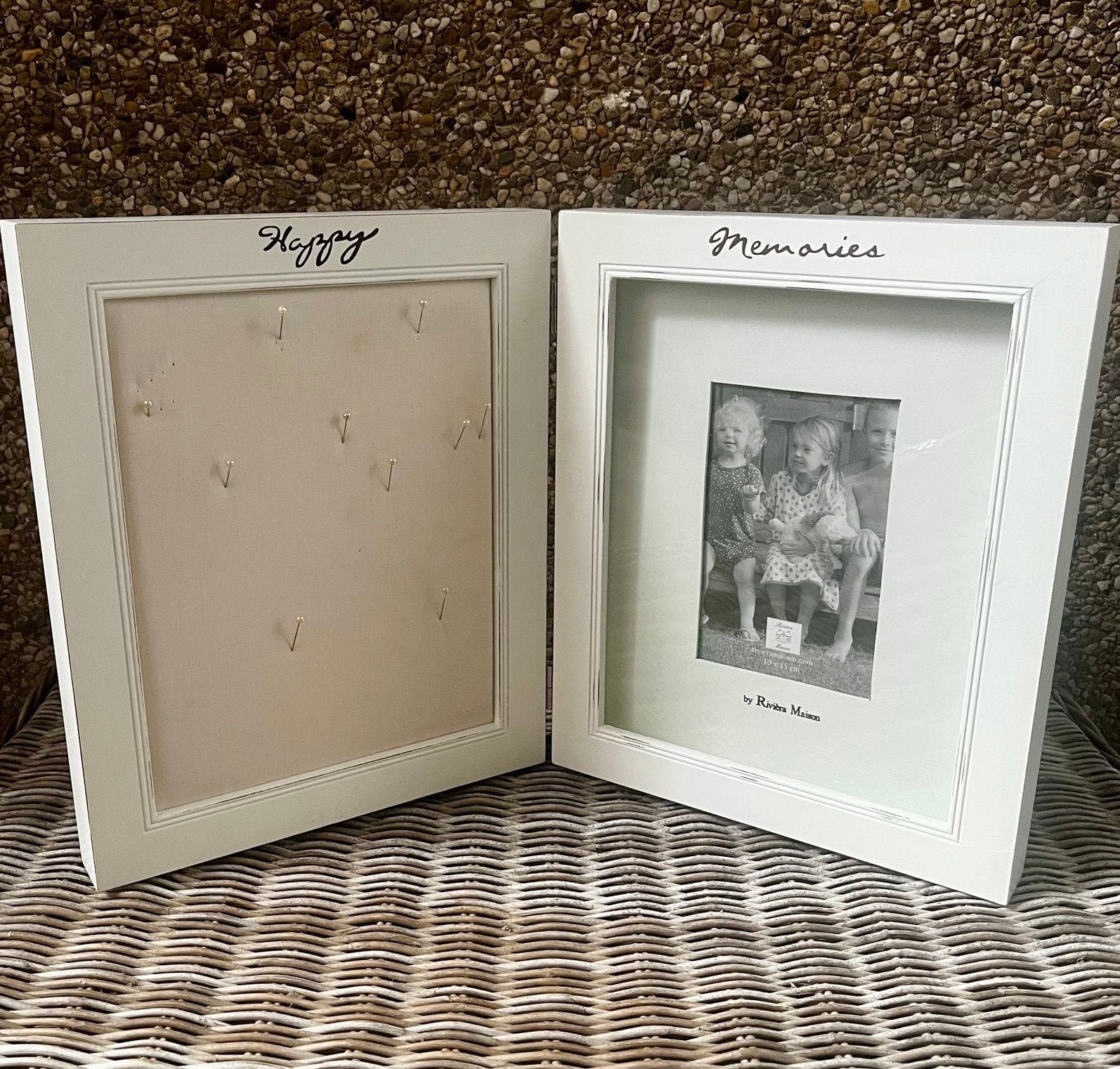 Lijst prikbord fotolijst Happy Memories Rivièra Maison wit, Ophalen of Verzenden, Zo goed als nieuw, Sierrand, Overige typen