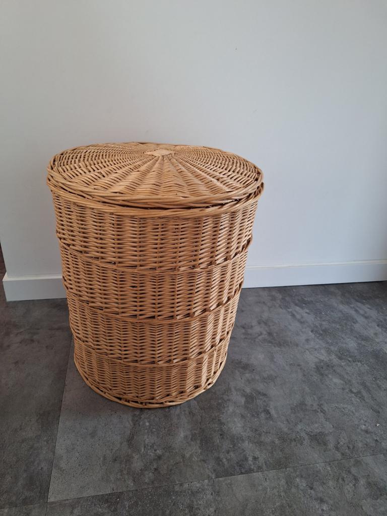 hoge rieten (speelgoed)mand! 50 cm hoog, 38 cm doorsnede!, Mand, Rond, Ophalen of Verzenden, Zo goed als nieuw