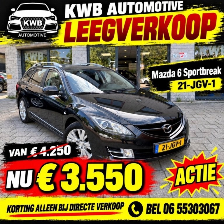 Mazda 6 Sportbreak 2.0 S-VT | Airco APK | NAP unieke kleur D, Auto's, Voorwielaandrijving, 1330 kg, Gebruikt, 4 cilinders