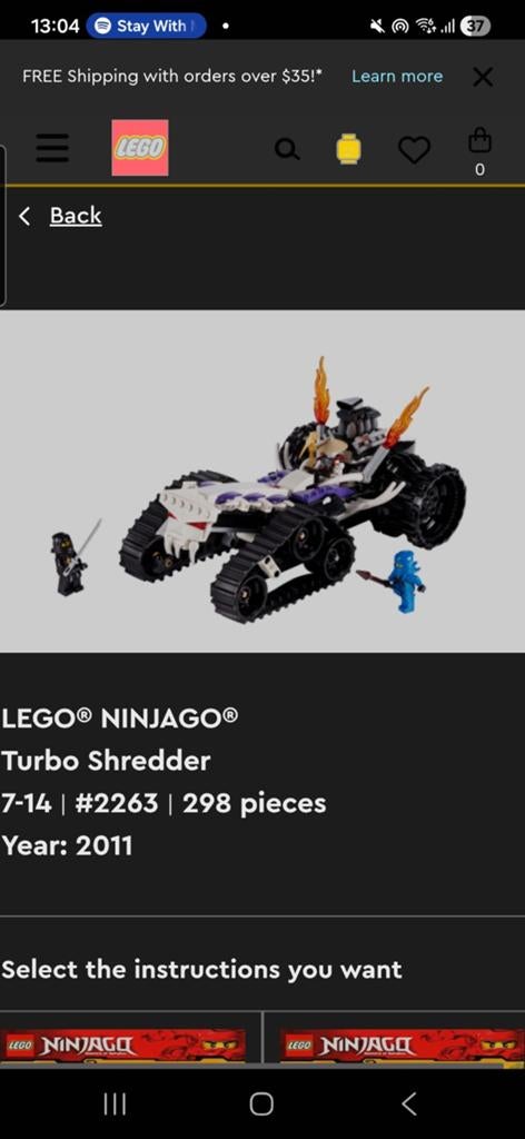 LEGO ninjago turbo shredder 2263, Ophalen of Verzenden