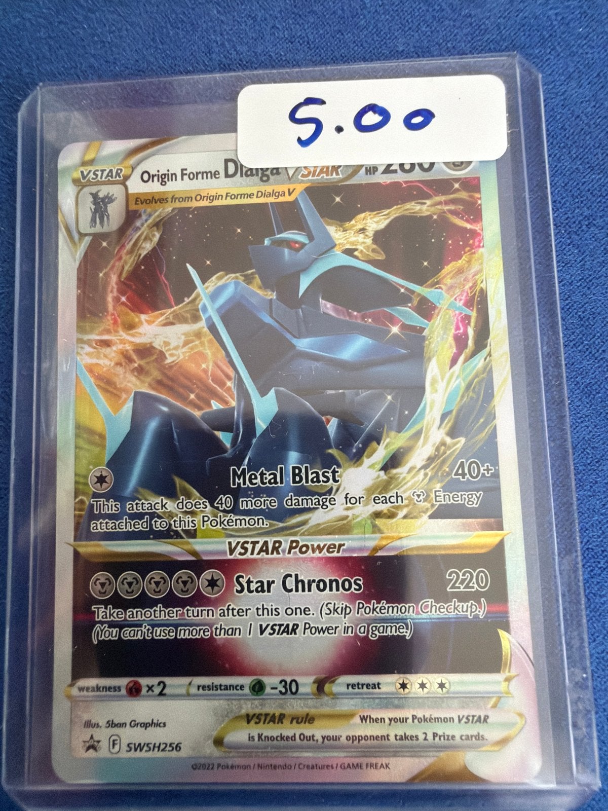 Pokémon Kaart: Origin Forme Dialga VSTAR SWSH256, Ophalen of Verzenden, Zo goed als nieuw, Losse kaart, Foil