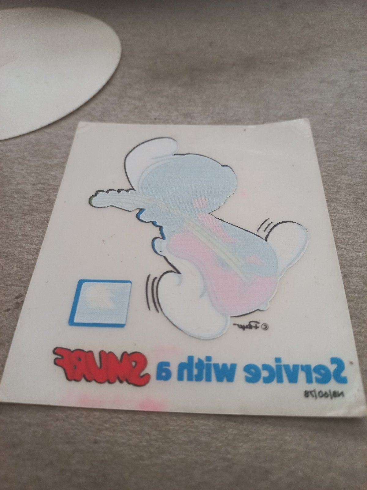 Vintage Smurfen sticker met gitaar - Zeldzaam!, Verzamelen, Smurfen, Ophalen of Verzenden