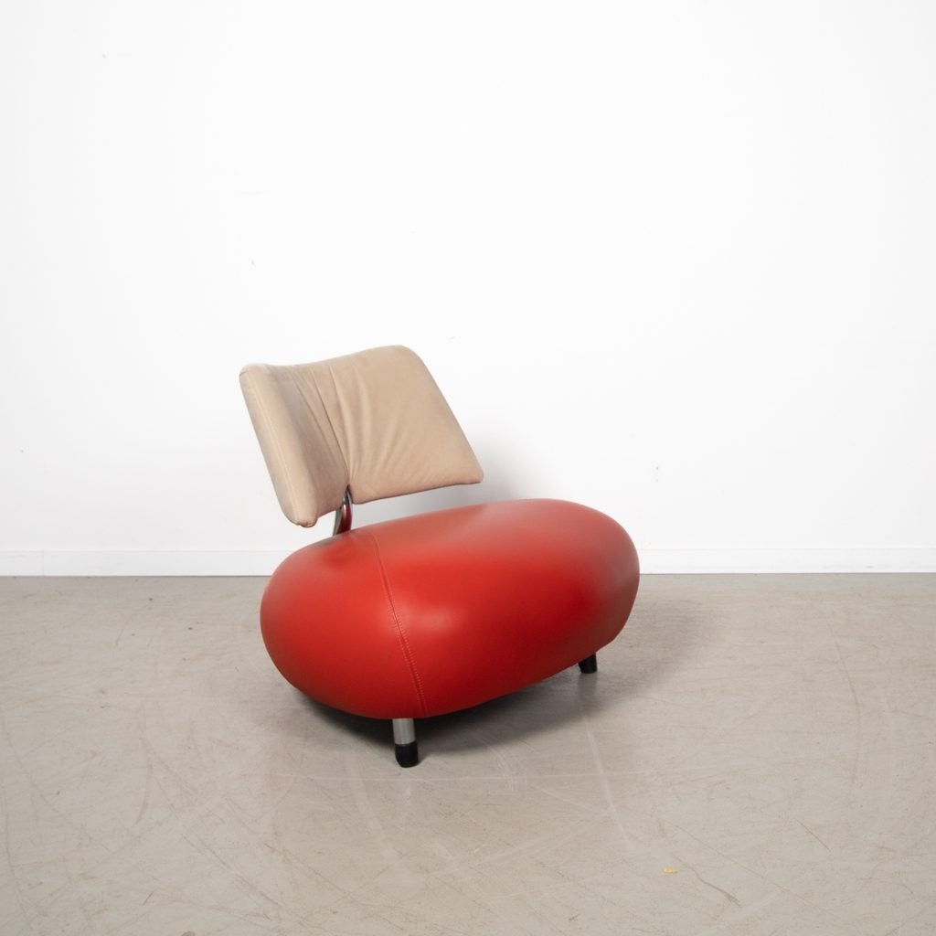 Leolux Pallone Pa Fauteuil Rood Leer