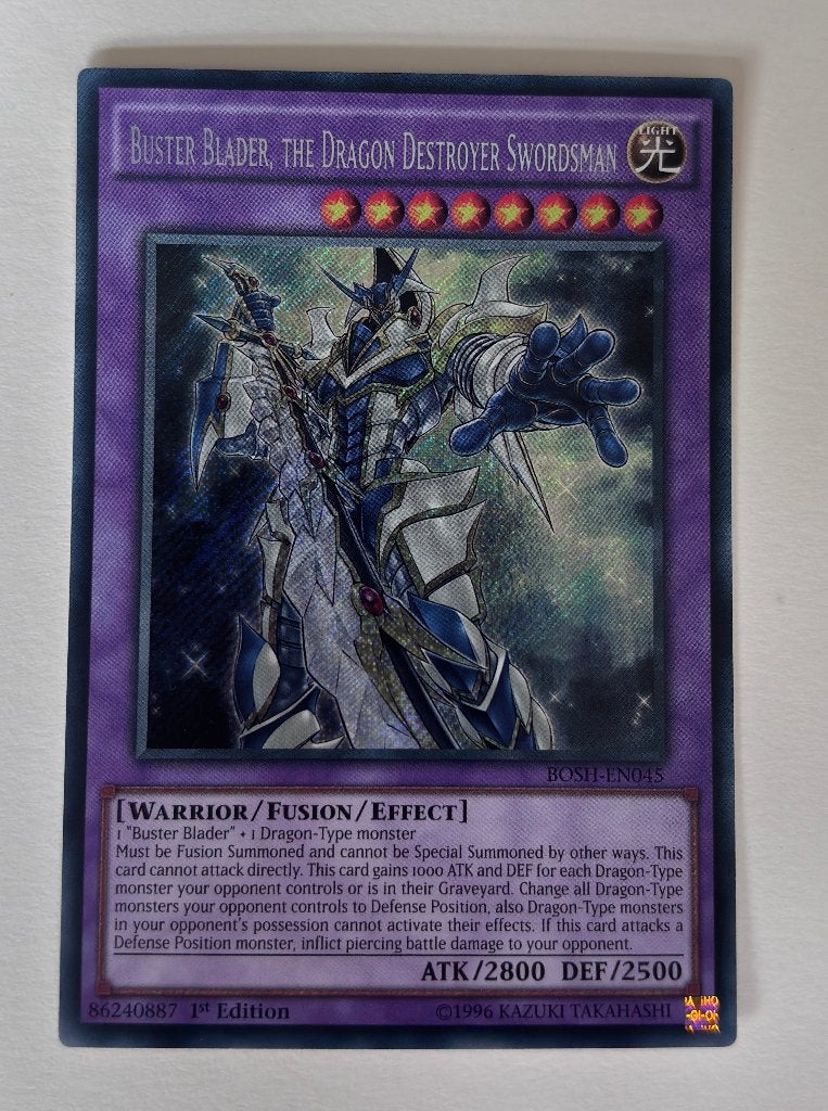 Yu-Gi-Oh! Buster Blader, the Dragon Destroyer Swordsman, Ophalen of Verzenden, Gebruikt, Losse kaart, Foil