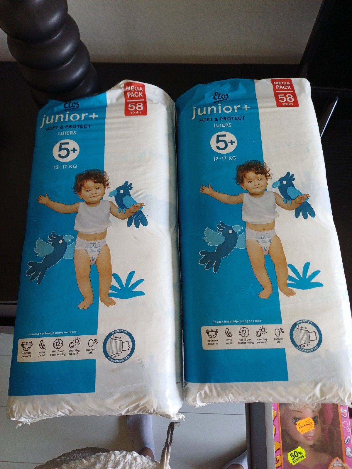 2x Etos Junior+ Luiers Maat 5+ (12-17 kg) - Mega Pack, Ophalen of Verzenden, Nieuw