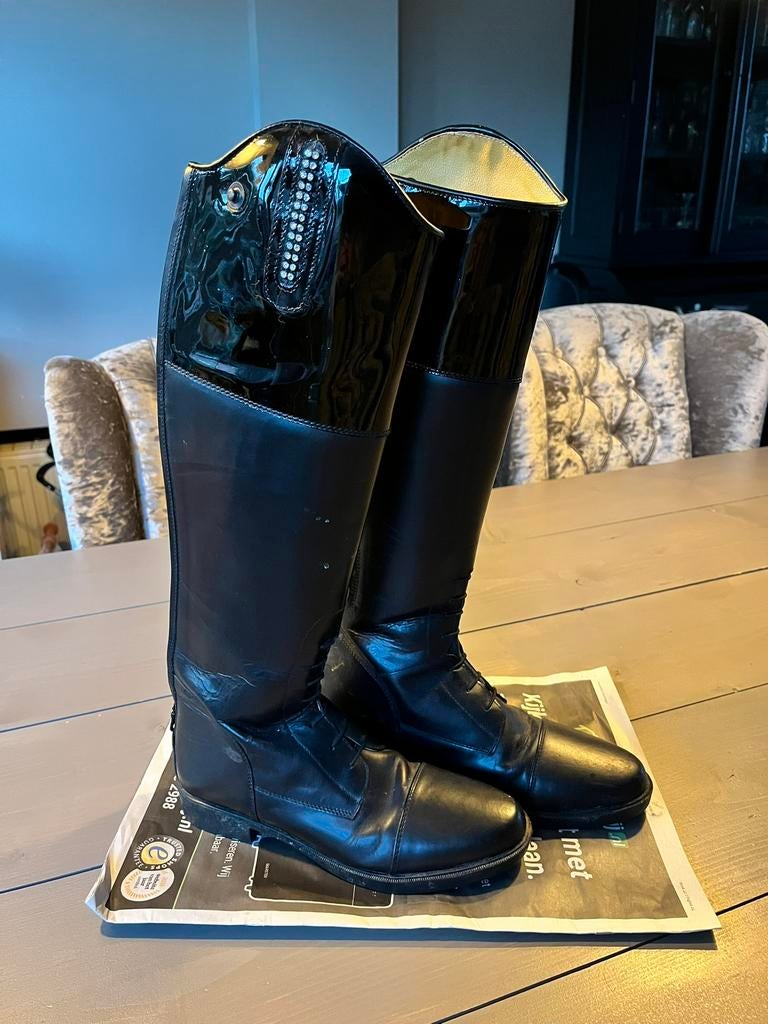 Qhp rijlaarzen met lak en diamantjes. Maat 39., Dressuur, Ophalen of Verzenden, Zo goed als nieuw, Dames