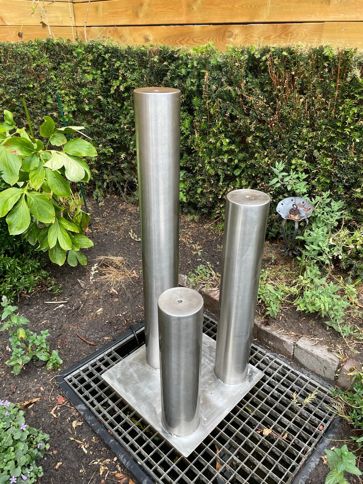 RVS Waterornament - 3 Zuilen (45, 65, 90 cm hoog), Ophalen, Zo goed als nieuw, Rvs, Waterornament