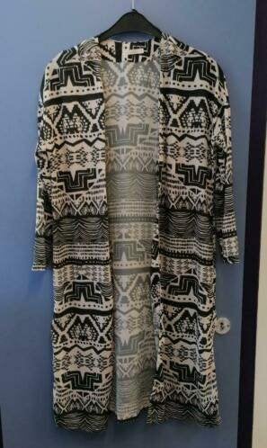 Costes dun lang vest in zwart /wit printje mt XS-S nr 35410, Costes, ., Zwart, Ophalen of Verzenden