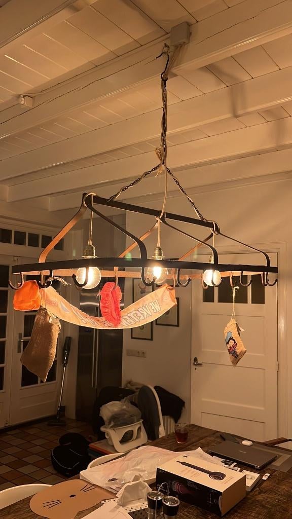 Pannenrek hanglamp, Ophalen of Verzenden, Zo goed als nieuw, Metaal, Minder dan 50 cm