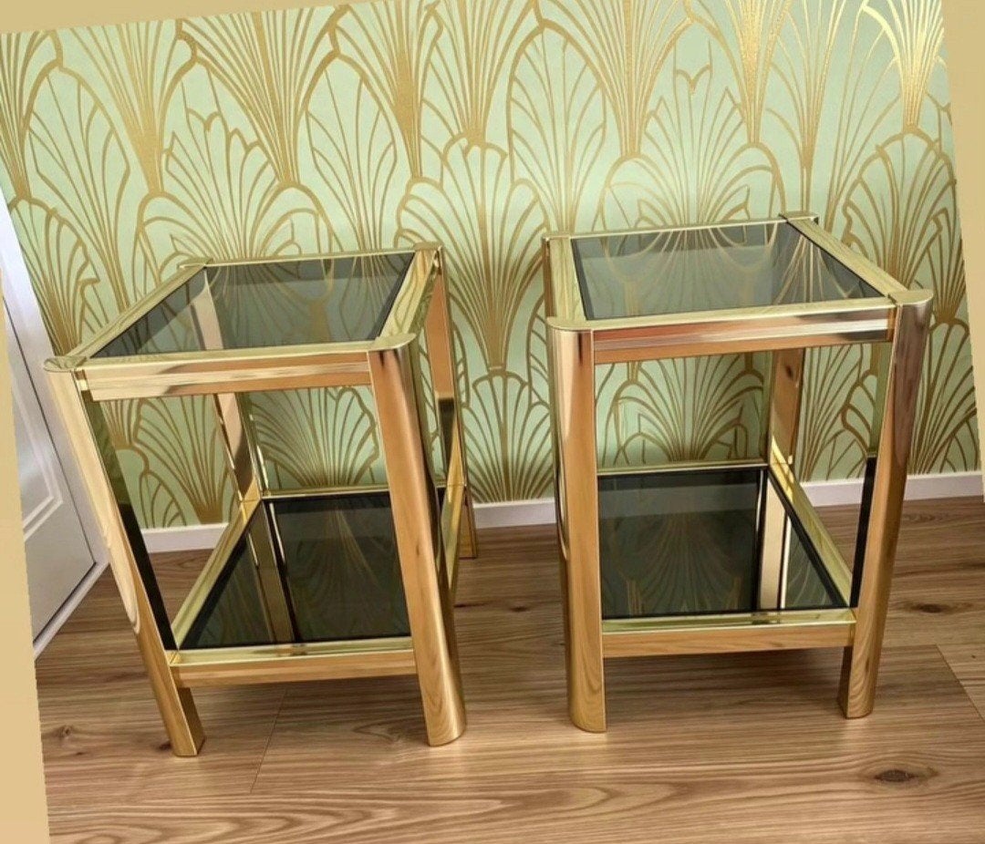 Lucky Vintage Hollywood Regency set van 2 Bijzettafels, Ophalen of Verzenden