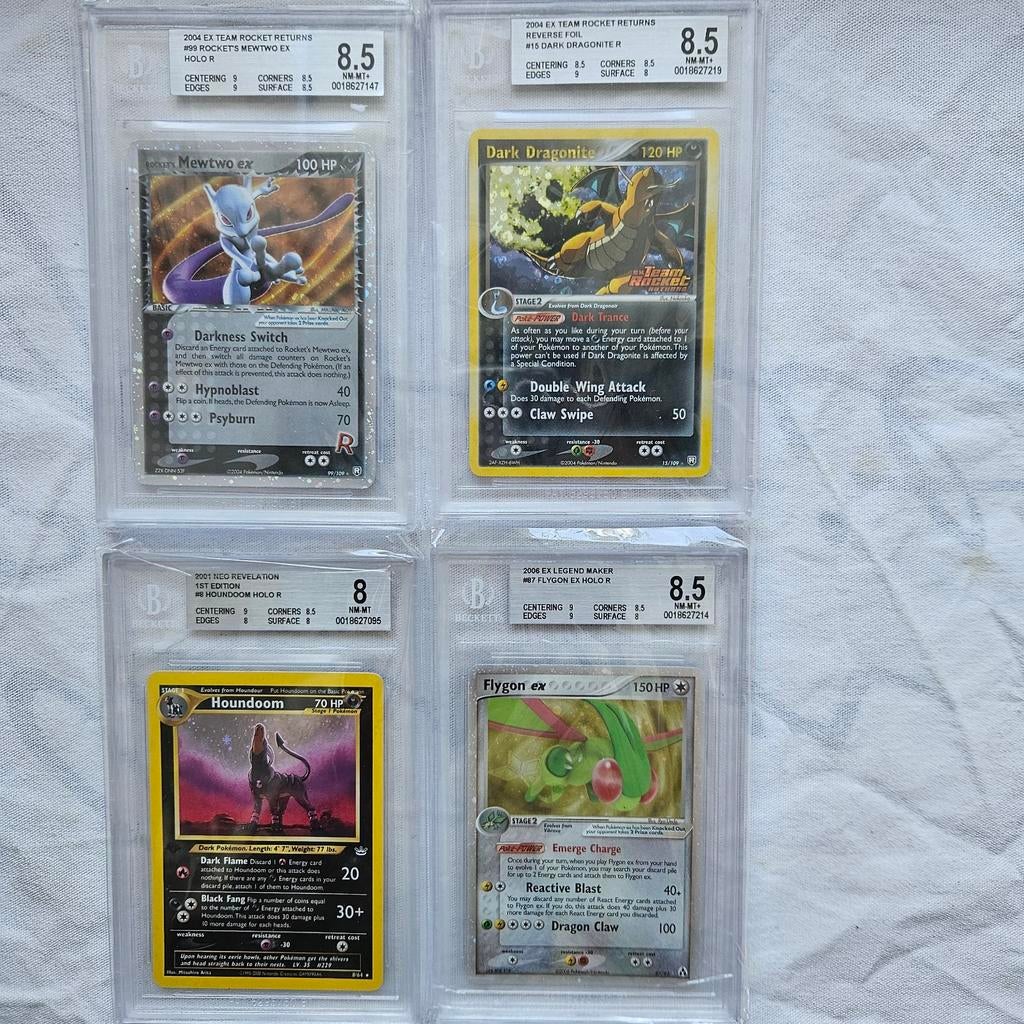 Pokémon kaarten: Flygonex, DarkDragonite, Mewtwo ex, Hound, Ophalen of Verzenden, Nieuw, Meerdere kaarten, Foil