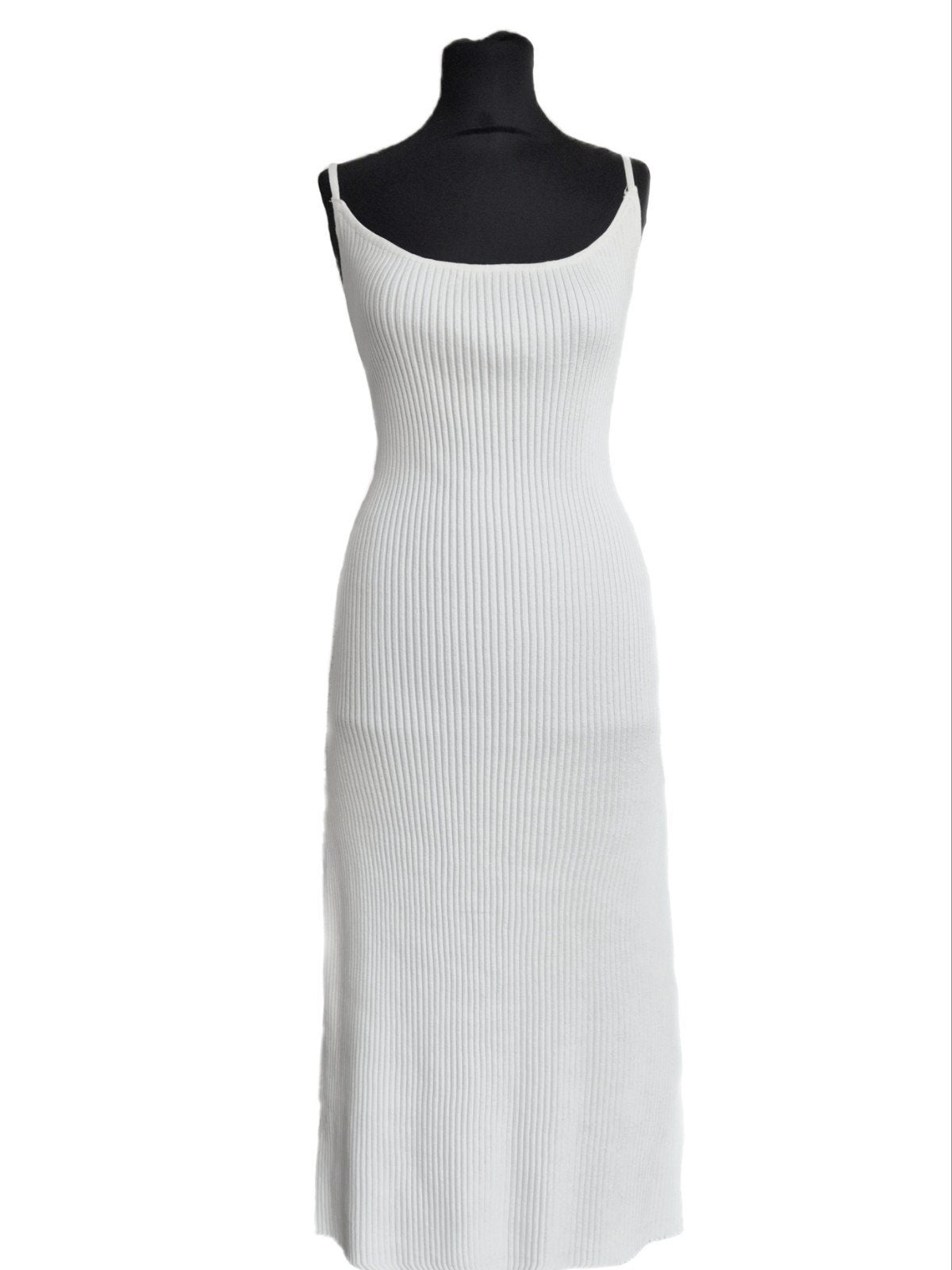 H&M rib gebreide jurk, H&M, Wit, Maat 46/48 (XL) of groter, Nieuw