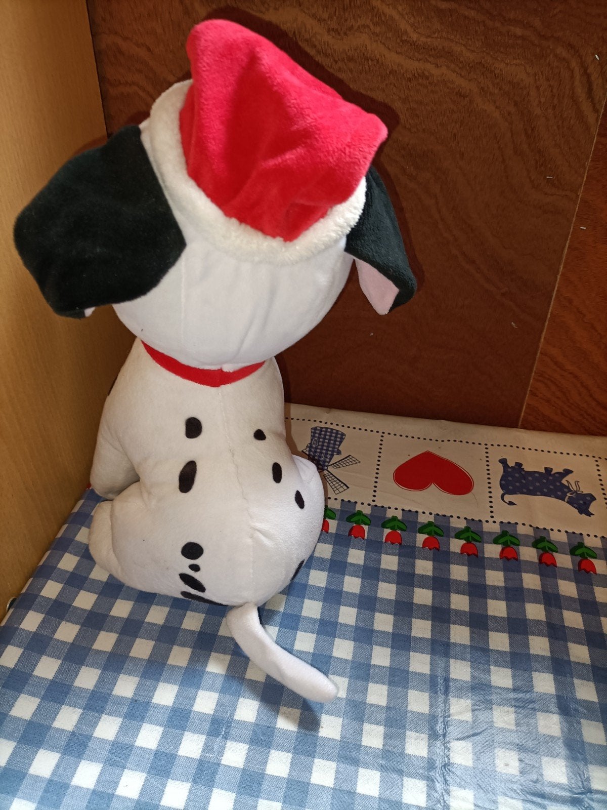Dalmatiër kerst hond met geluidjes 29 cm, Ophalen of Verzenden, Zo goed als nieuw