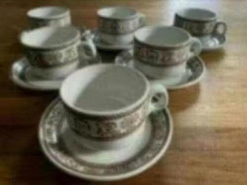 6 kop en schotel Dunin Bennett ( royal doulton group), Ophalen of Verzenden, Zo goed als nieuw, Overige stijlen, Kop(pen) en/of Schotel(s)