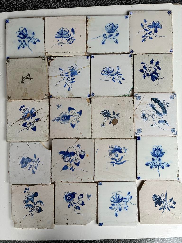 Antieke Wandtegels 19e Eeuw - Creatief Project, Ophalen of Verzenden