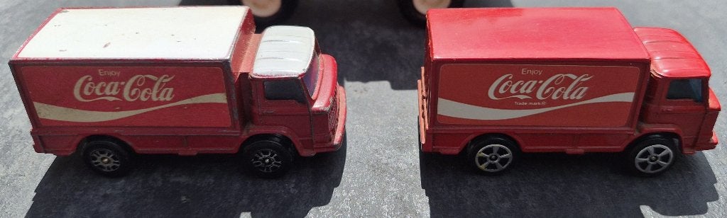 2 ( jaren 70') Coca Cola Trucks / Corgi Juniors/ Vintage, Ophalen of Verzenden, Gebruikt, Auto