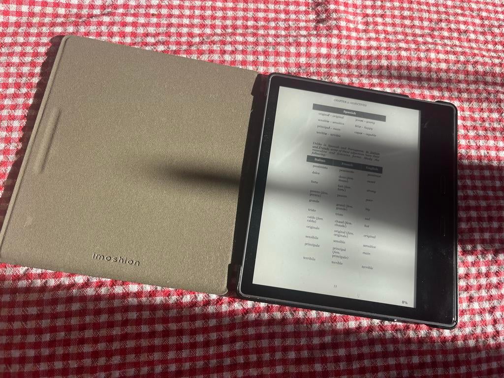 Kindle Oasis E-reader met Imoshion hoes, Ophalen of Verzenden, Zo goed als nieuw