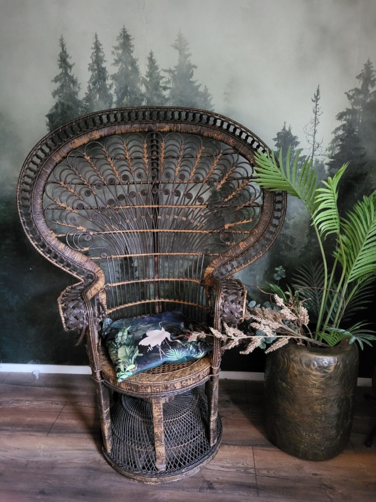 Vintage rotan pauwenstoel, Ophalen of Verzenden