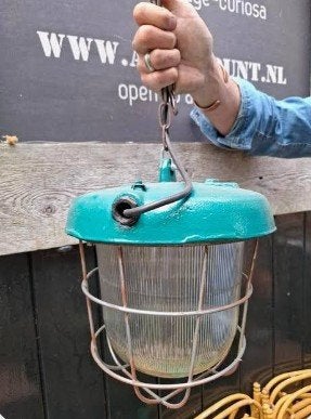 Oude vintage industrieel bunkerlamp lamp hanglamp veranda, Ophalen of Verzenden, N, T, V