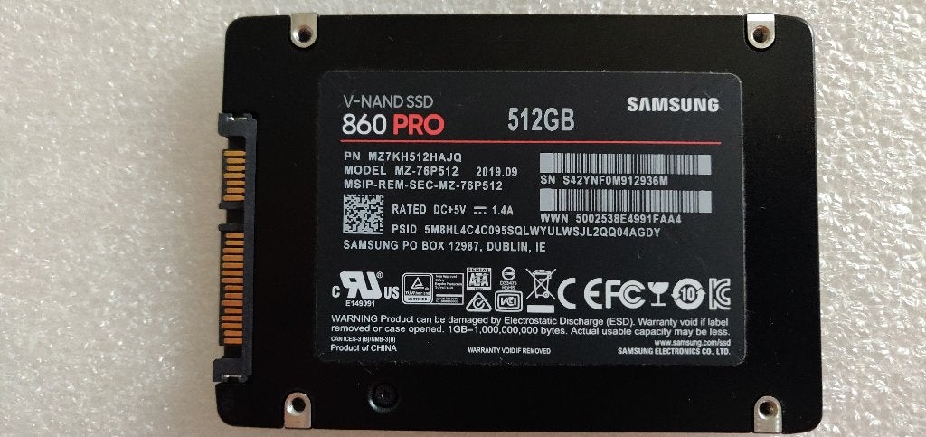 Samsung 860 PRO 512GB MZ-76P512 SSD MLC SATA III 98% Health, Computers en Software, Ophalen, Intern, Gebruikt, 512GB