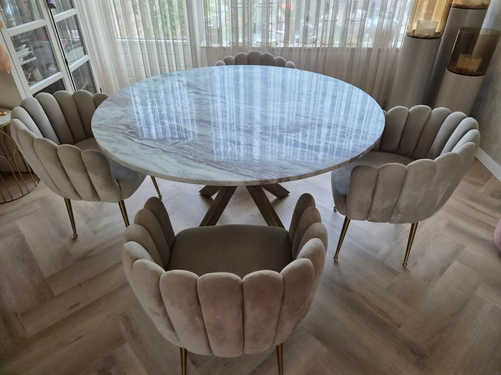 Richmond Farah eettafel stoelen zonder tafel, Ophalen, Modern, Luxe, Glamour, Schelpvormig, Overige kleuren, Zo goed als nieuw