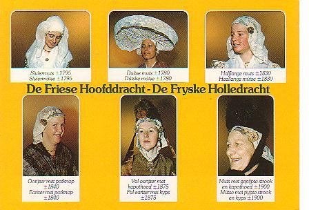 Ansichtkaart 	Friese Hoofddracht	Fryske Holledracht	6-luik, Verzenden, 1980 tot heden, Gelopen, Klederdracht