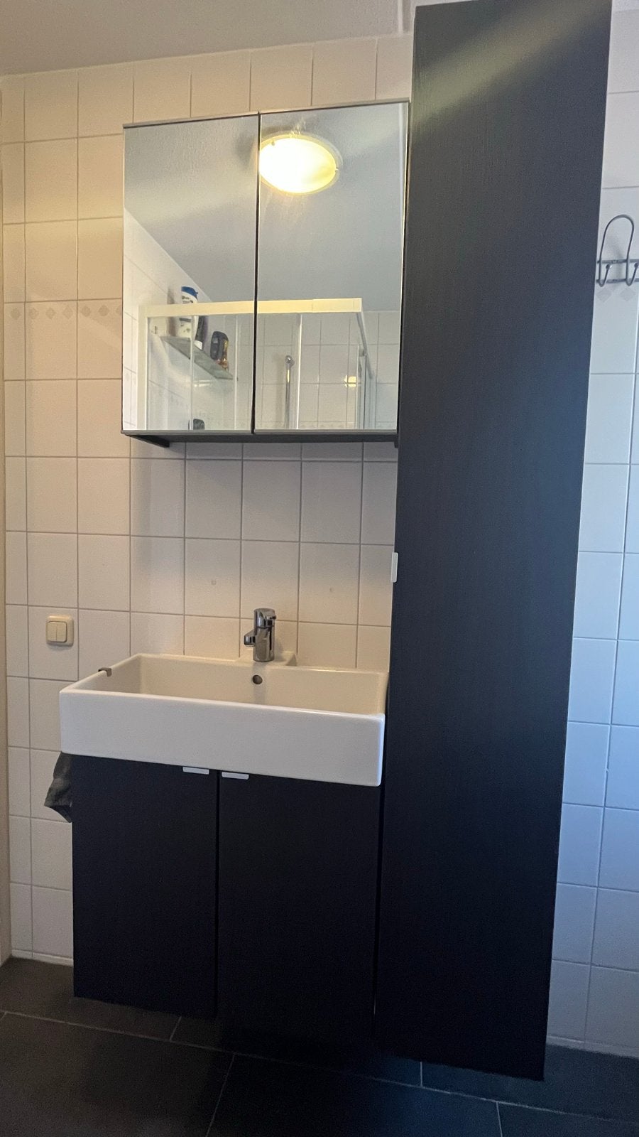 IKEA Badkamermeubel: Wastafel, Hoge Kast, Spiegelkast, Kraan, Ophalen, Gebruikt, 100 tot 150 cm, 200 cm of meer