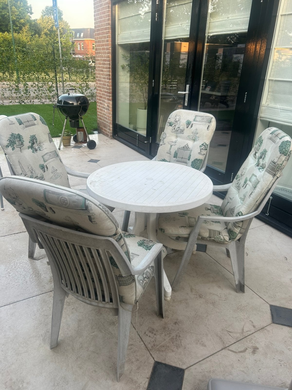 Tuinset met kussens 8x Stoel/2xklapstoel 1x tafel, Tuin en Terras, Tuinsets en Loungesets, Ophalen, Zo goed als nieuw, Stoel