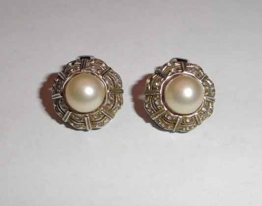 Oorbellen Oorclips 835 zilver Parels zirkonia, Verzenden, Zo goed als nieuw, Knopjes of Stekers, Zilver