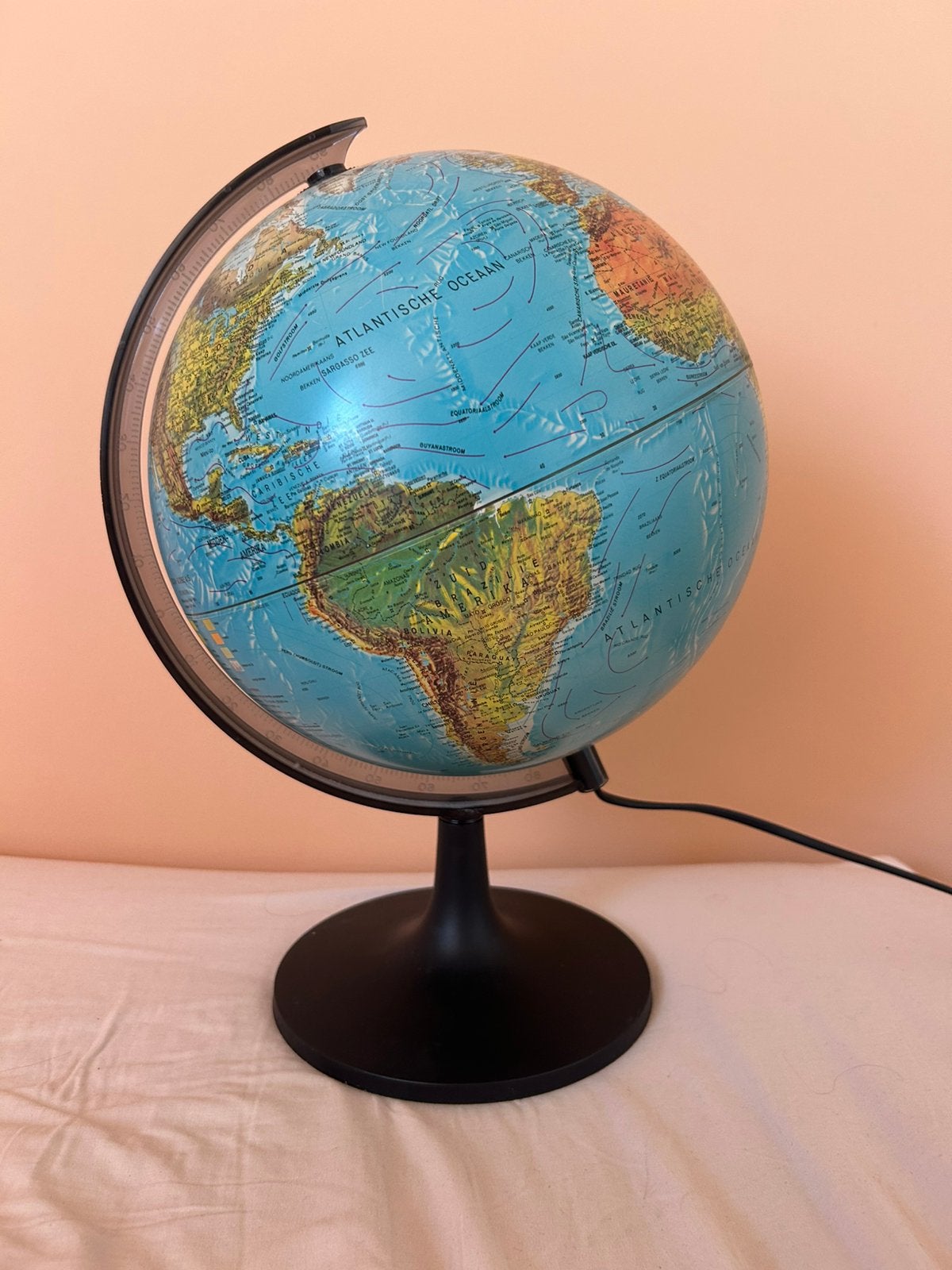 Vintage Scan-Globe wereldbol verlichting |Denmark| ca. 1983, Huis en Inrichting, Woonaccessoires | Wereldbollen, Ophalen of Verzenden