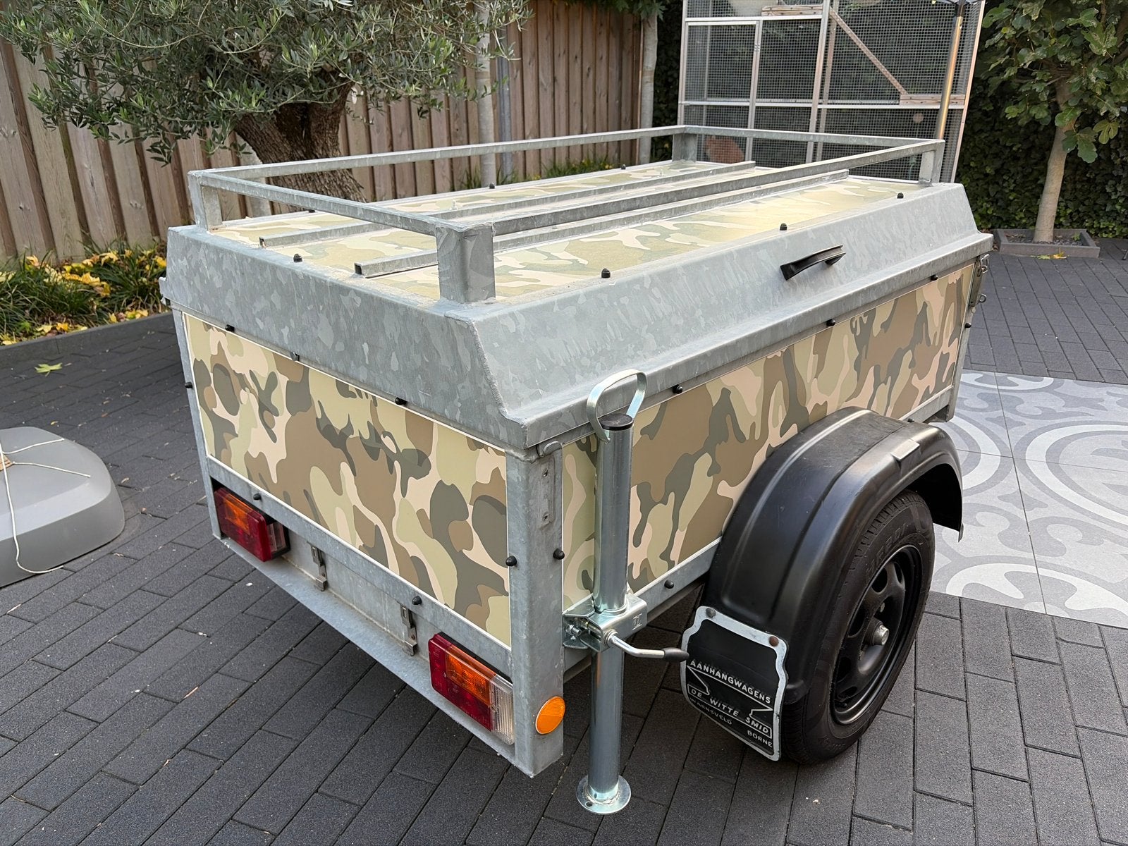 Bagagewagen met camouflageprint en imperiaal, Auto diversen, Aanhangers en Bagagewagens, Ophalen of Verzenden, Zo goed als nieuw