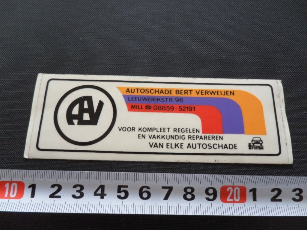 sticker mill autoschade BERT VERWEIJEN focwa leeuwerikstraat, Ophalen, Zo goed als nieuw