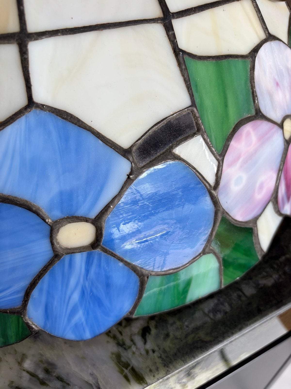 Tiffany Stijl Plafondlamp met Bloemenmotief, Ophalen, Gebruikt, Glas, E27 (groot)
