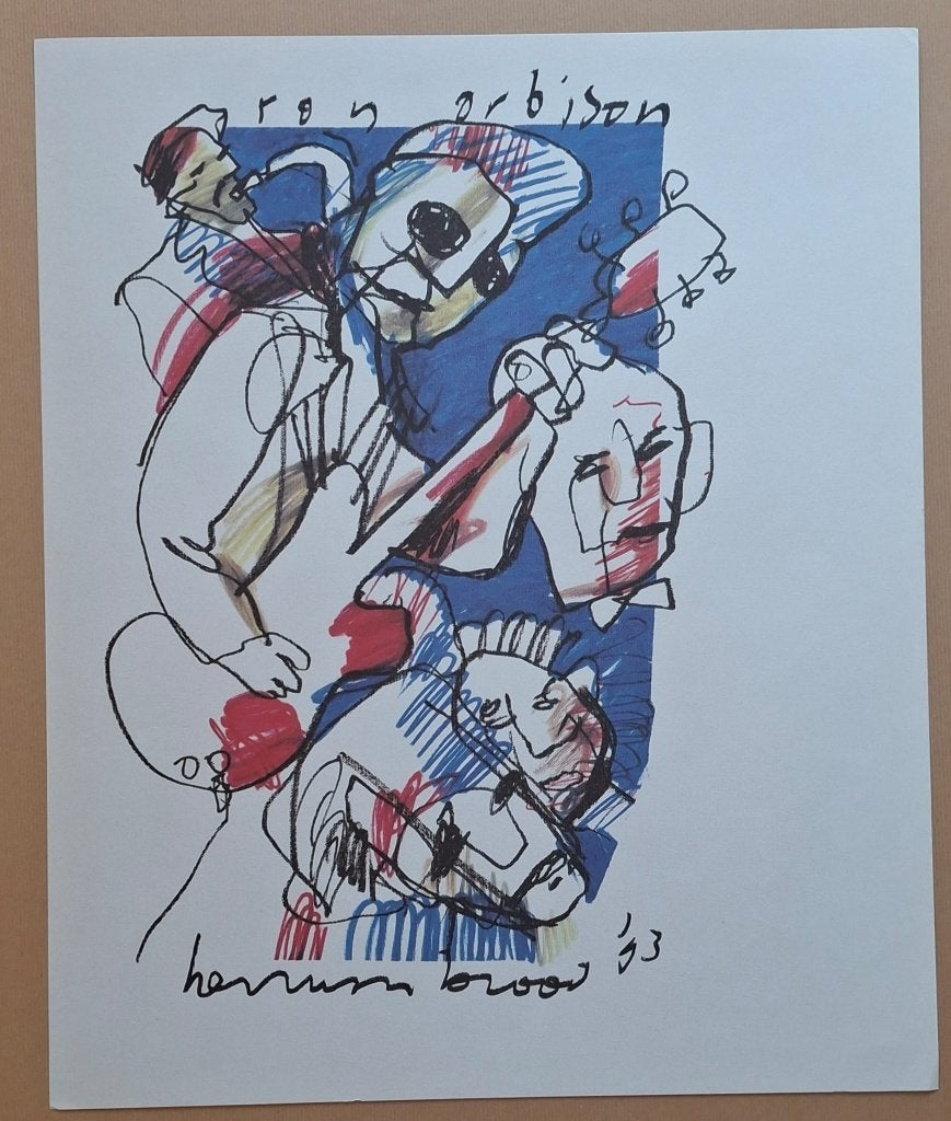 Herman Brood - Roy Orbison - Pop Series 1993, Antiek en Kunst, Gesigneerd in de plaat, Ophalen of Verzenden, Portret en Figuren