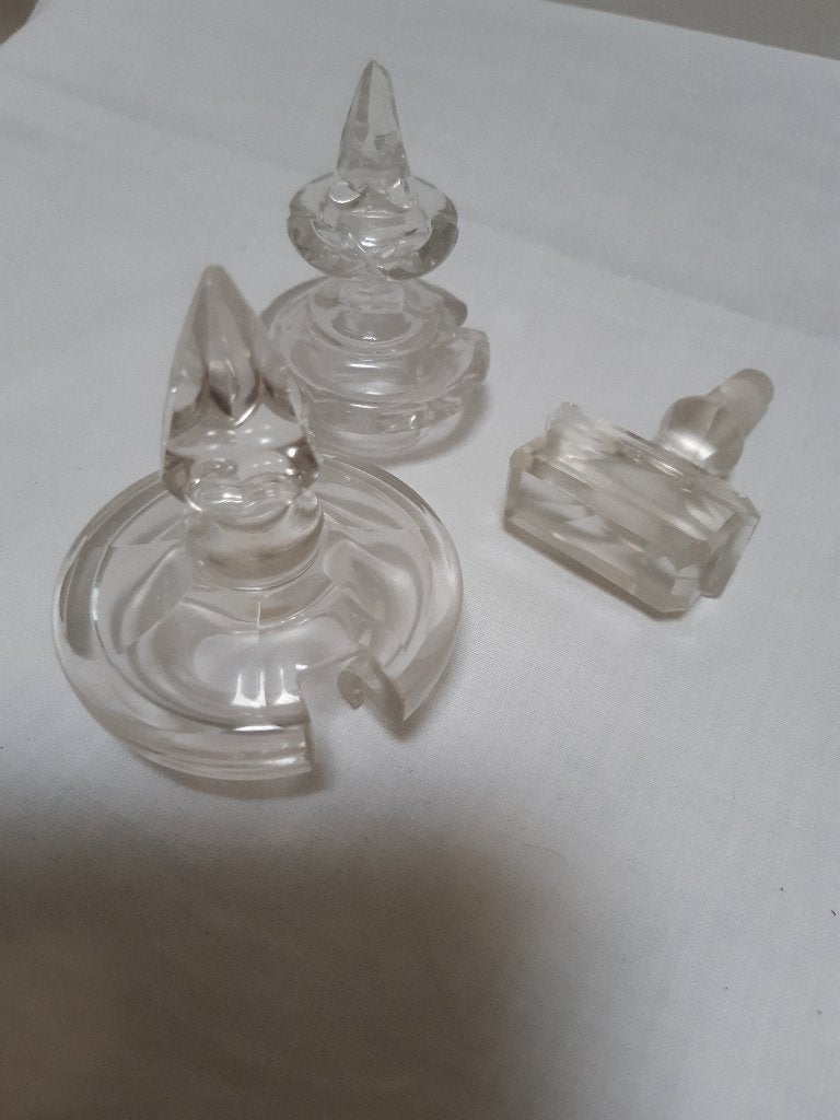 flesstoppen, 3 x, glas / christal (?), Ophalen of Verzenden