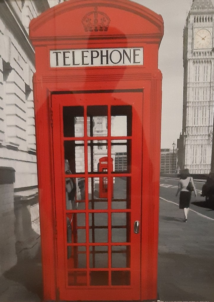 Engeland telefooncel poster incl. lijst, Ophalen, Zo goed als nieuw